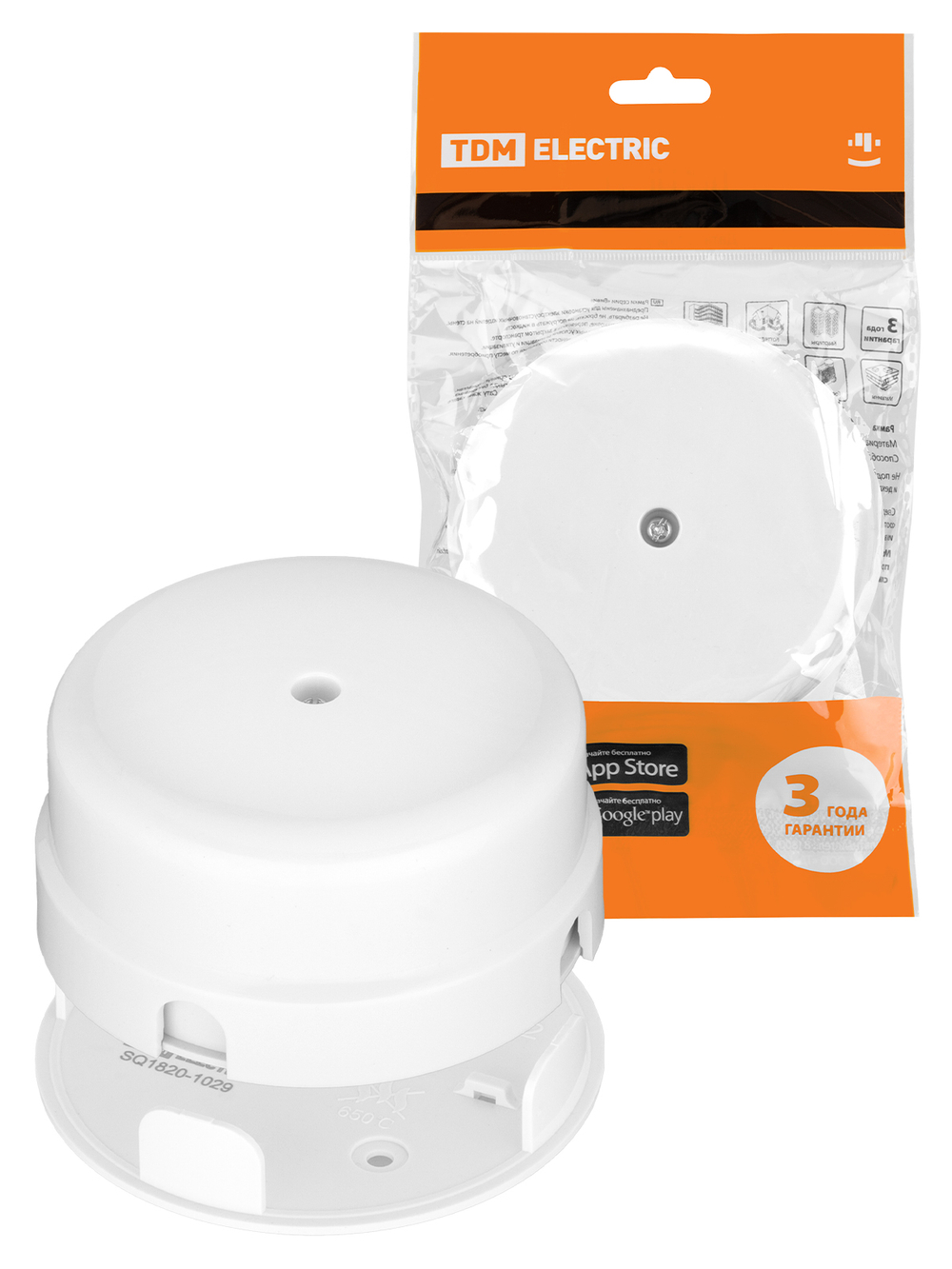 Коробка распаячная Виви D90x43мм белая инд штрихкод TDM