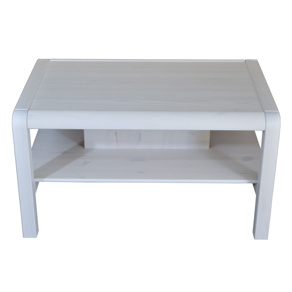 Журнальный столик с полкой Мадейра 90х50х58 см из массива сосны в стиле лофт, белый