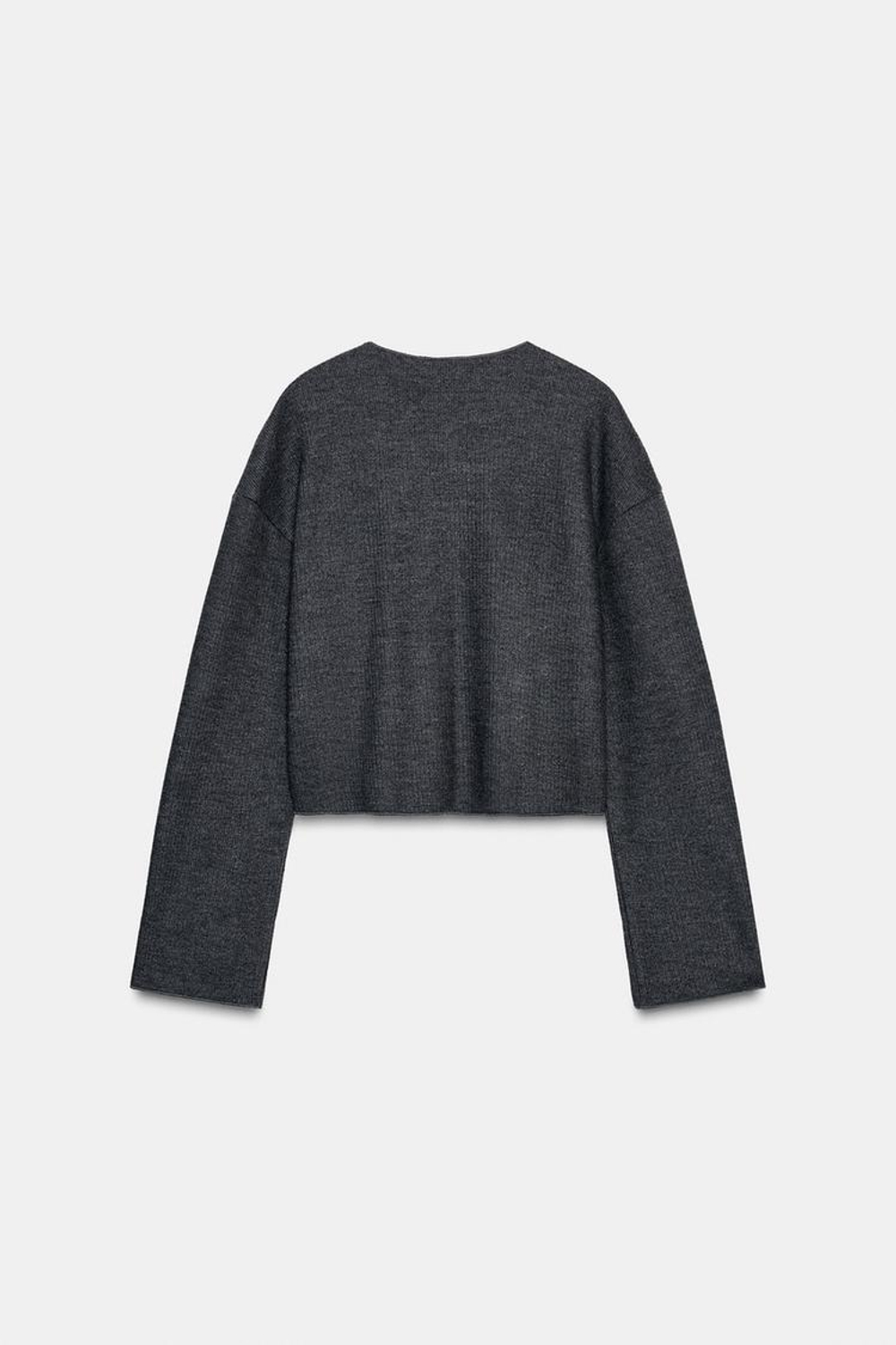 ZARА КАРДИГАН В РУБЧИК С ЦВЕТАМИ, СЕРЫЙ