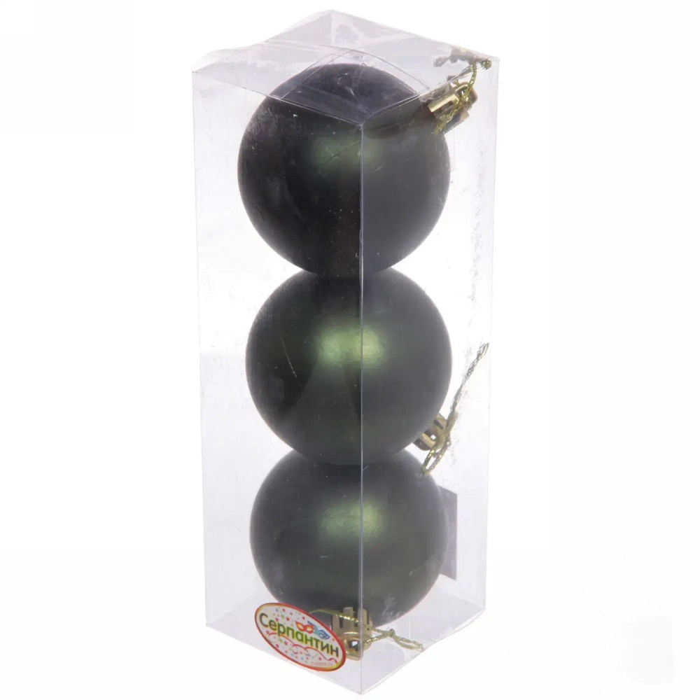 Новогодние шары 6 см (набор 3 шт) «Матовый», изумруд