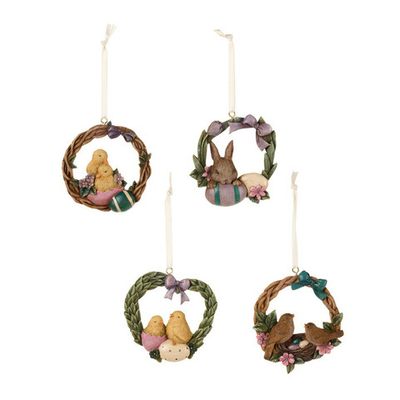 Декор подвесной "Пасхальный венок" в ассортименте 8,5х2х8,5см
