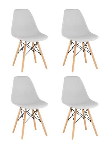Eames Style DSW светло-серый пластик, стальной каркас, натуральный массив бука