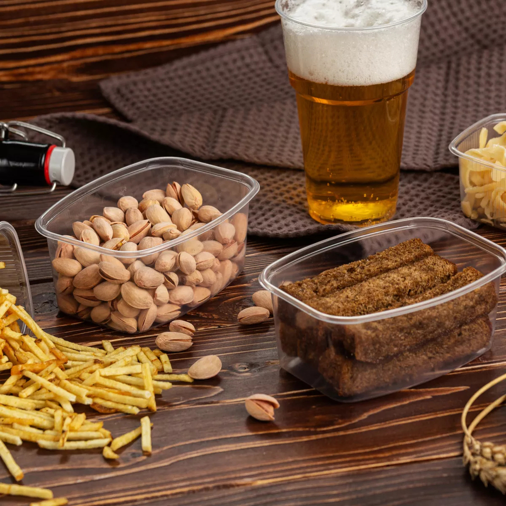 Одноразовые контейнеры 500мл 138х102х58мм ПП без крышки, прозр. (100/1000)