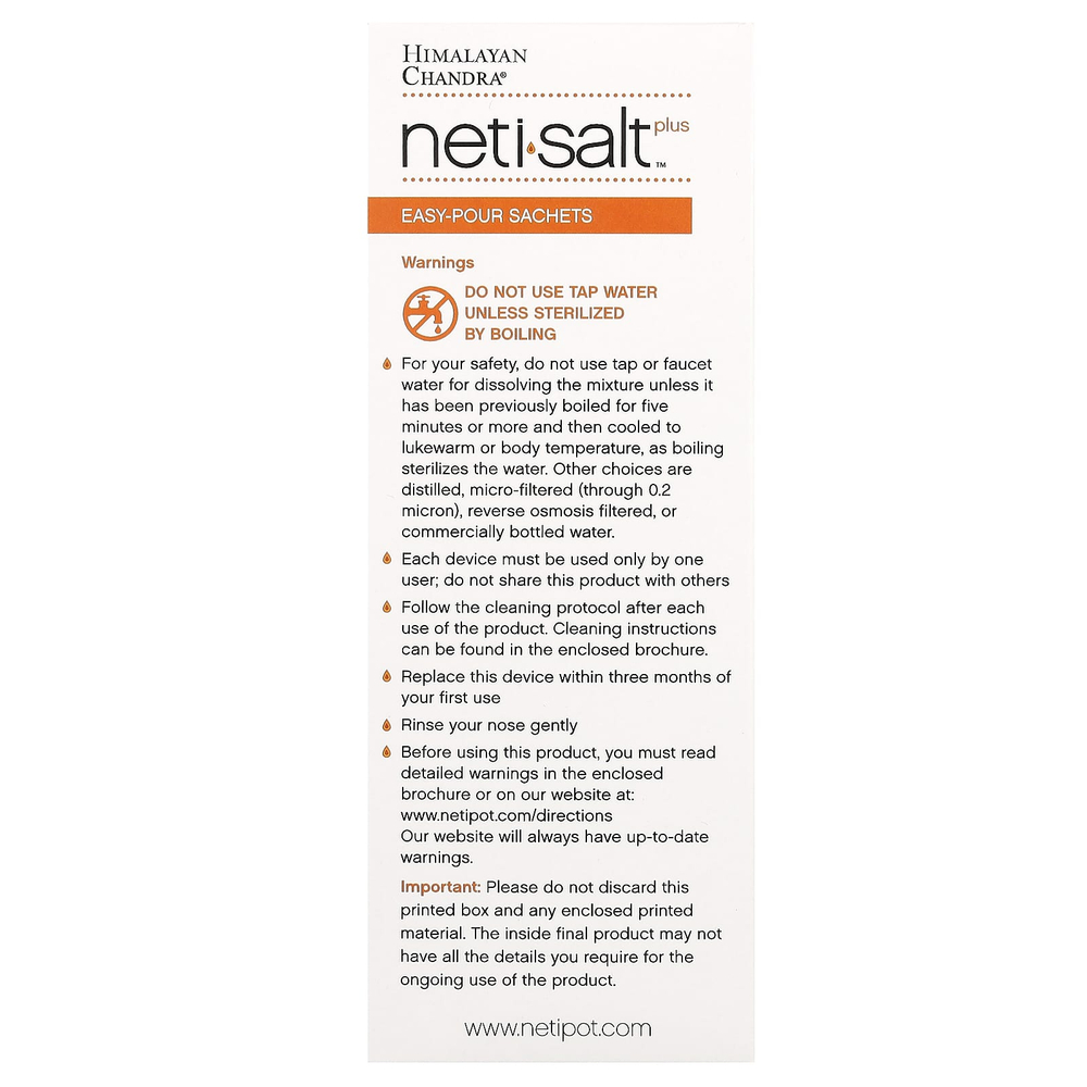 Himalayan Chandra, Нети соль плюс, легкорастворимые саше, 60 саше, 2,16 г (0,07 унции)