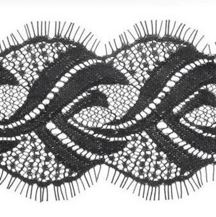 3AR342 Кружево 'шантильи' на сетке 8см*15м (черный)