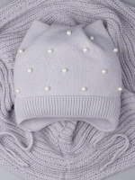 Шапка для девочки осенняя и снуд ушками