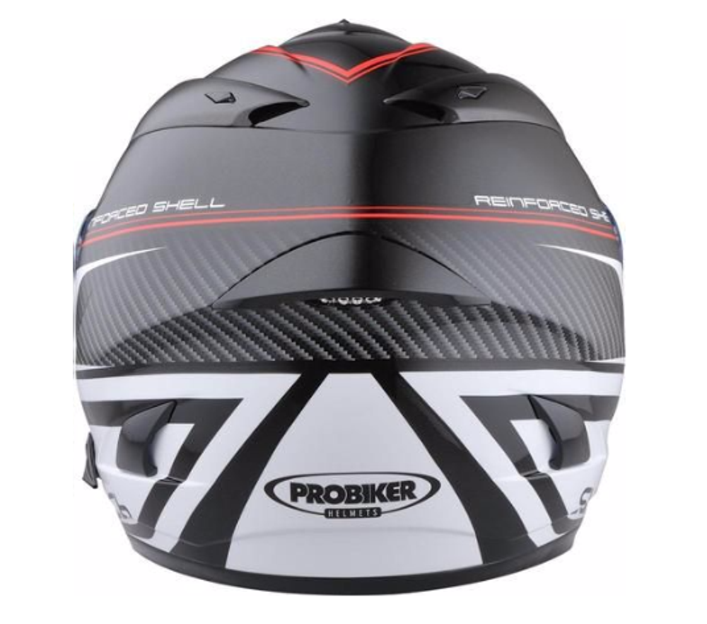 Мотошлем - PROBIKER PR2 (черно-бело-красный)