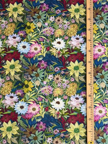 ПОЛЕВЫЕ ЦВЕТЫ, РОМАШКИ, НАРЦИССЫ , отрез 25 см - 100% хлопок 3