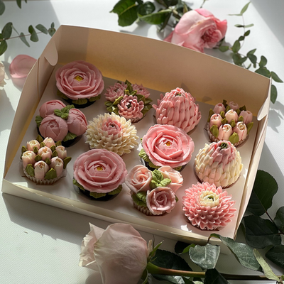 Набор открытые творожные пионы в розовом ассорти 12 шт