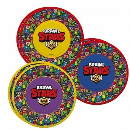 Распродажа Тарелки (7''/18 см) Бравл Старс, Герои, дизайн №2, 6 шт.