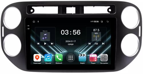 Магнитола для Volkswagen Tiguan 1 2011-2016 (аварийка прямоугольная, рамка чёрная) - FarCar S280 монитор 9.5" IPS на Android 13, CarPlay