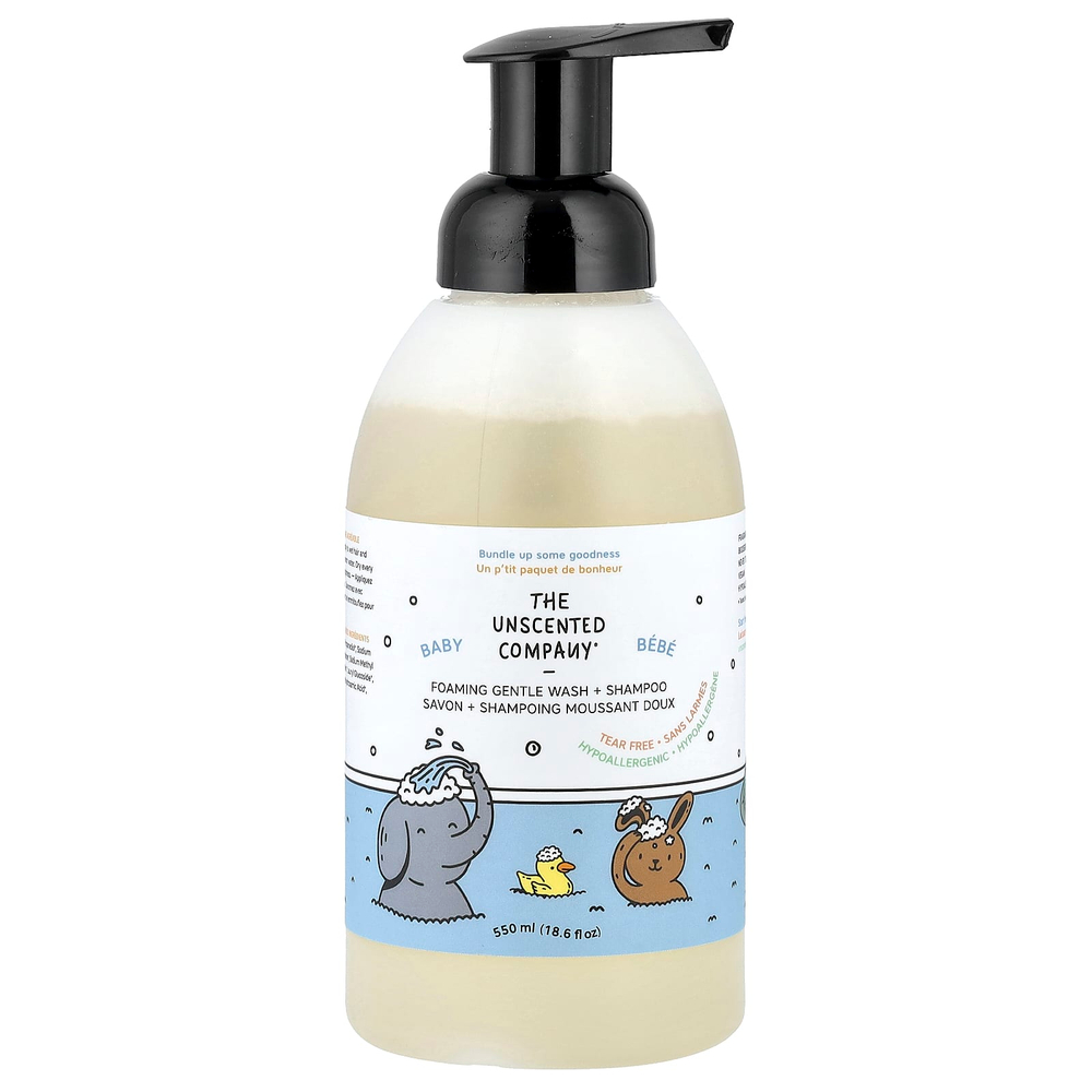 The Unscented Company, Для детей, мягкая пенка для душа и шампунь, без отдушек, 550 мл (18,6 жидк. Унции)