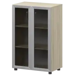 Стеллаж средний закрытый со стеклянными фасадами в алюминиевой раме К-933,К-945,КФ-945 720x420x1215 Приоритет