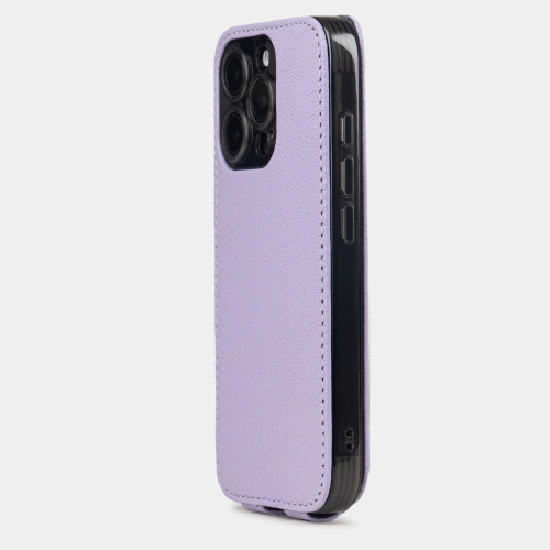 Чехол iPhone 16 Pro натуральная кожа козы, сиреневого цвета