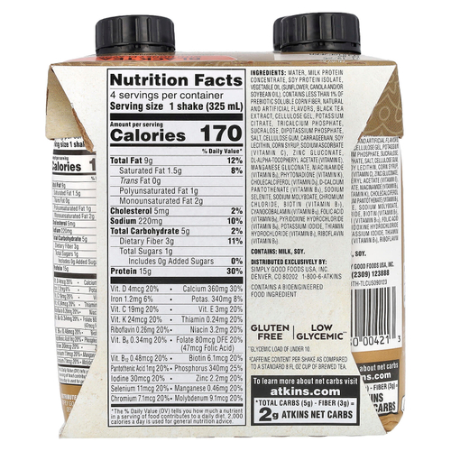 Atkins, протеиновый коктейль со вкусом холодного чая, черный чай с медом, 4 шт. по 325 мл (11 жидк. унций)