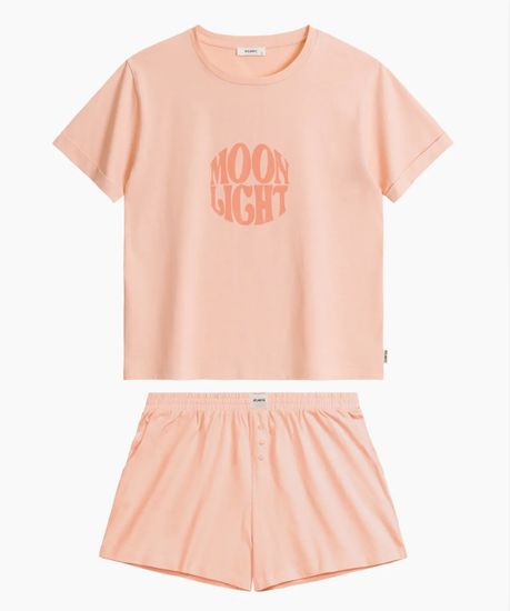 Женская пижама Atlantic NLP-487 ,с коротким рукавом и шортами, хлопок, персиковый