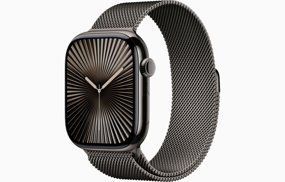 Apple Watch Series 10, 46 мм, титан Серого цвета, миланский сетчатый браслет
