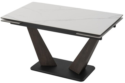 Стол М-City DISAUR Вирджиния 140 Matte Белый мрамор, керамика, Лесной Орех, Черный