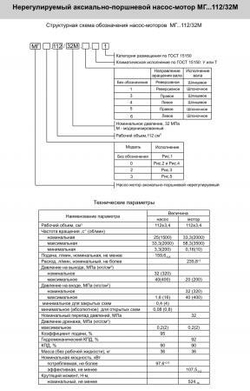 Гидронасос аксиально-поршневой МГ 0.112/32М.3 правого вращения (аналог 310.112.03.06)