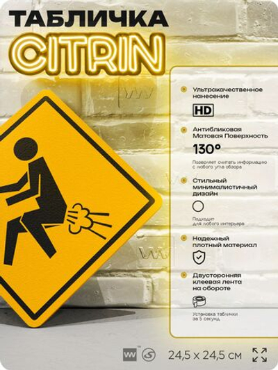 Табличка "Газы" шуточная прикольная табличка на дверь и стену, для офиса и дома, декоративный знак, 24,5х24,5 см, пластиковая, Айдентика Технолоджи