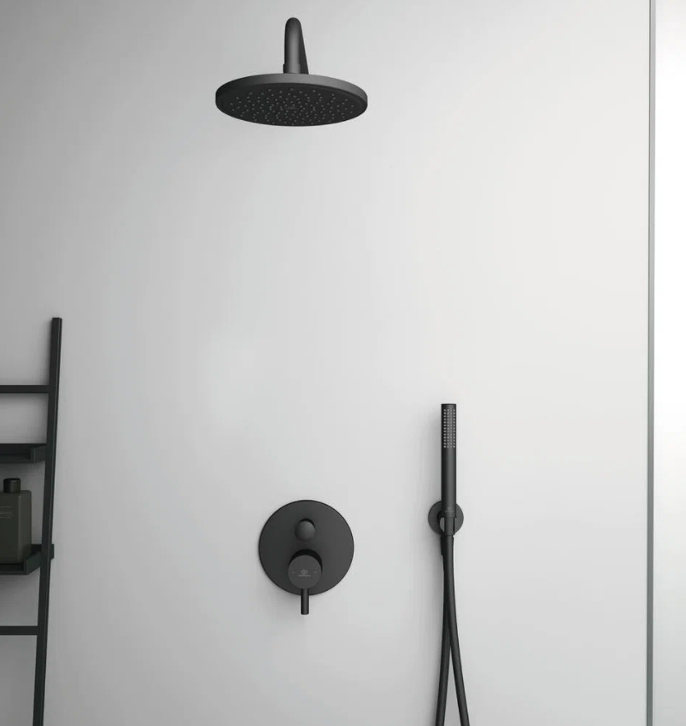 Верхний душ Ideal STANDARD BD140XG, тропический дождь, черный, матовый, 12 л/мин