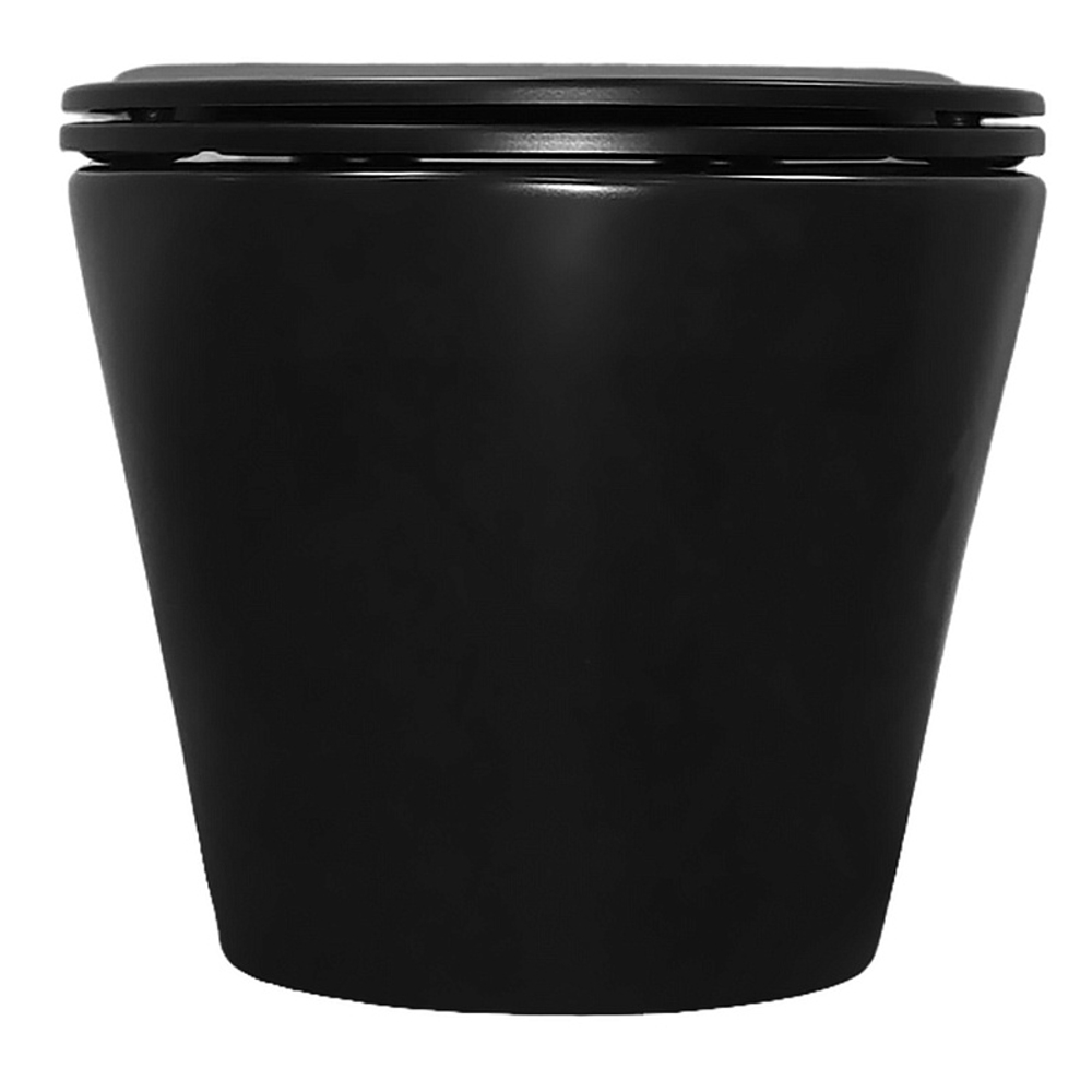 Унитаз подвесной Azario VELA 360х480х360 безободковый, система смыва "Торнадо", с быстросъемным сиденьем "Микролифт", черный матовый (AZ-2480MB)