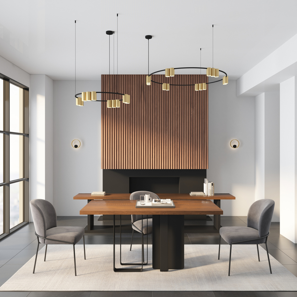 DK4065-BK+SG Подвесной светильник ORBIT , IP20, 10xGU10 LED до 15 Вт, черный + сатинированное золото, алюминий