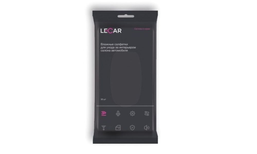 Салфетки влажные для ухода за интерьером автомобиля (в уп. 30 шт) (LECAR)