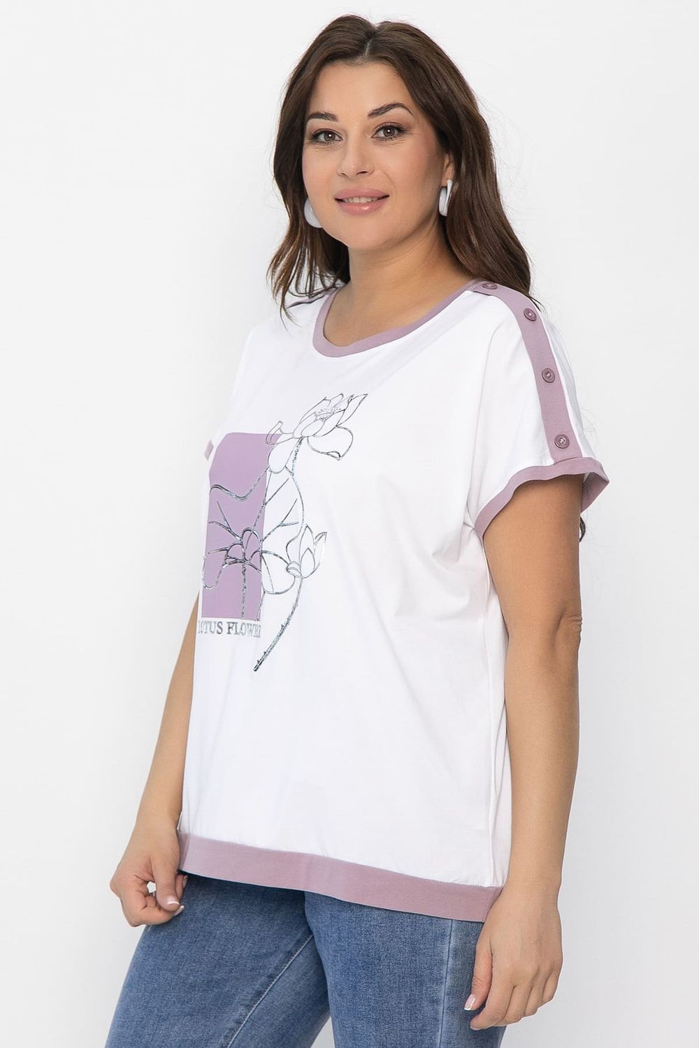 Блуза Чарли (бело-сиреневая) Б13802-20М LT Collection