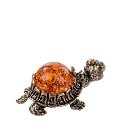Народные промыслы AM- 612 Фигурка «Черепашка» (латунь, янтарь)