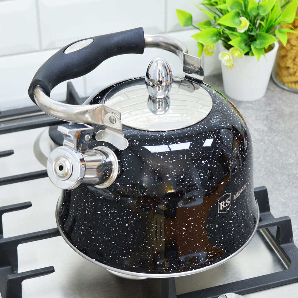 Чайник 3,5л нерж со свистком, черный 7611-35RS\WK BK