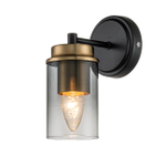 Настенный светильник 1x40Вт E14, металл/стекло, черный/бронза