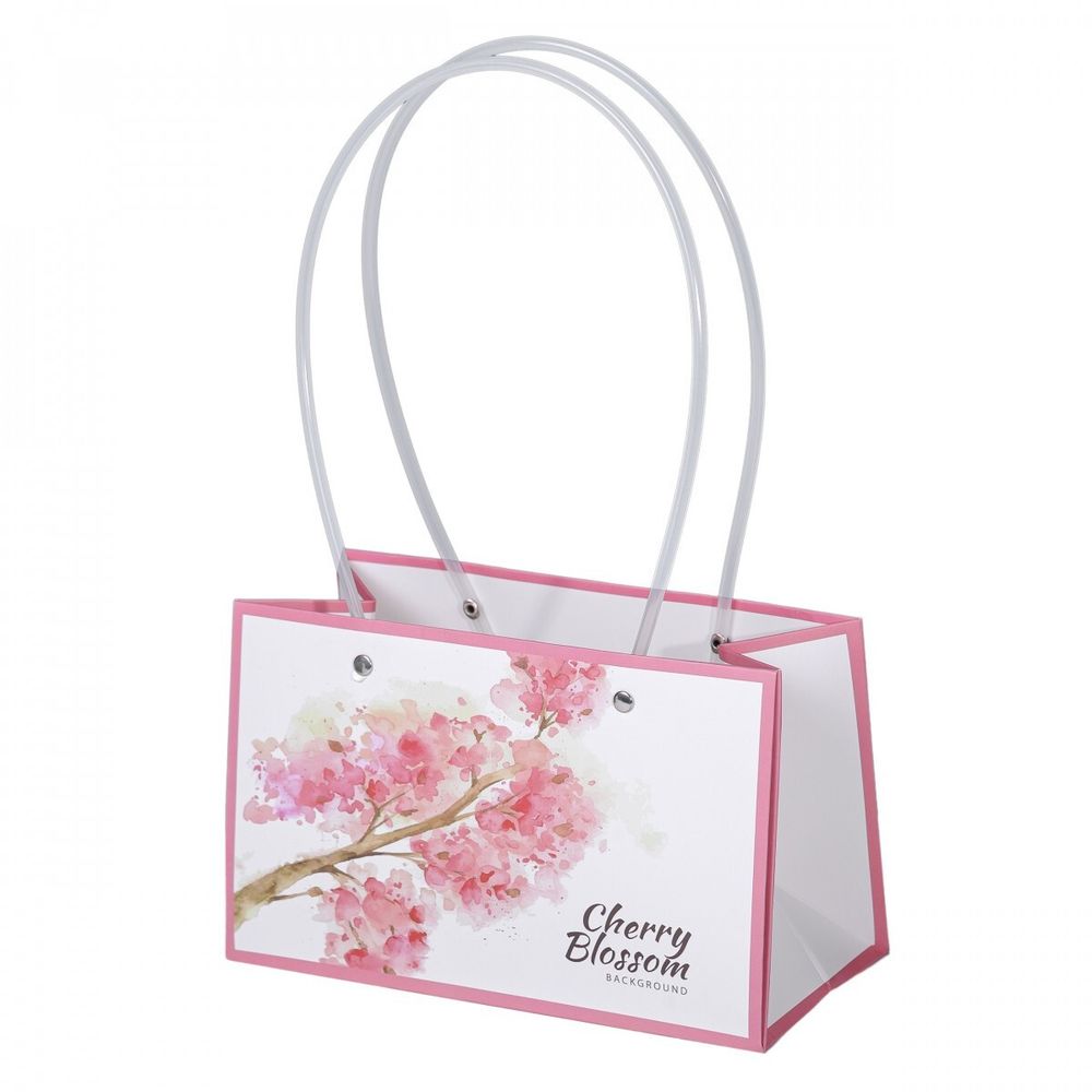 Пакет ПРЯМОУГОЛЬНЫЙ 22*10,5*13,5см ВИШНЕВЫЙ САД