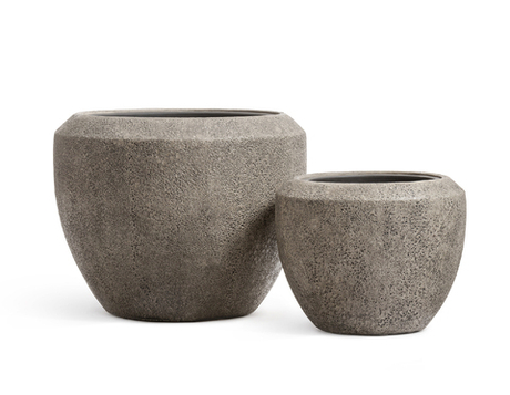 Кашпо TREEZ Effectory - серия Volcano - Чаша Design - Серо-коричневый туф