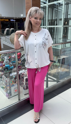 Белый коттоновый блузон "обманка" на кулиске