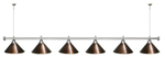 Лампа STARTBILLIARDS 6 пл. (плафоны зеленые,штанга зеленая,фурнитура золото)