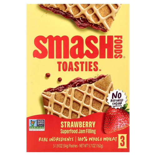 Smash Foods, Toasties™, клубника, 3 шт., 54 г (1,9 унции) каждое