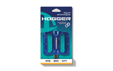 Педали HOGGER PLATFORM алюминиевые, 110x105мм, резьба 9/16", со сменными шипами, промпод., синие