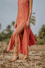 Длинное бохо-платье (корал)