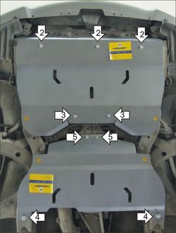 Защита картера Двигателя, КПП. 5 мм, Алюминий. для Subaru Impreza Wrx 2000-2007 MOTODOR.32227