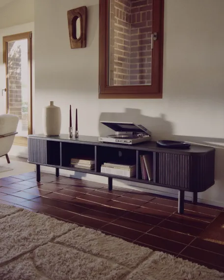 Mailen Тумба под ТВ с 2 дверцами из ясеневого шпона темной отделки 200 х 50 см