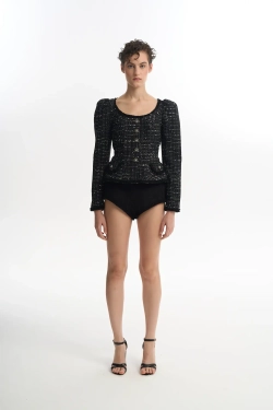 Жакет c U-образным вырезом меланж