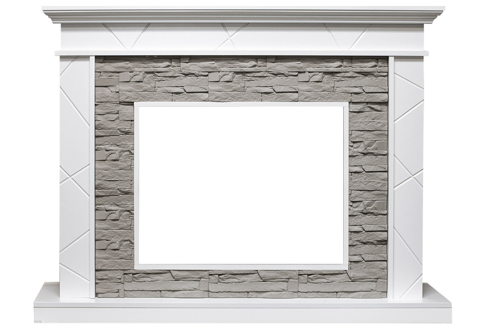 Каминокомплект Basel - Белый / Сланец серый с очагом Vision 23 EF LED FX