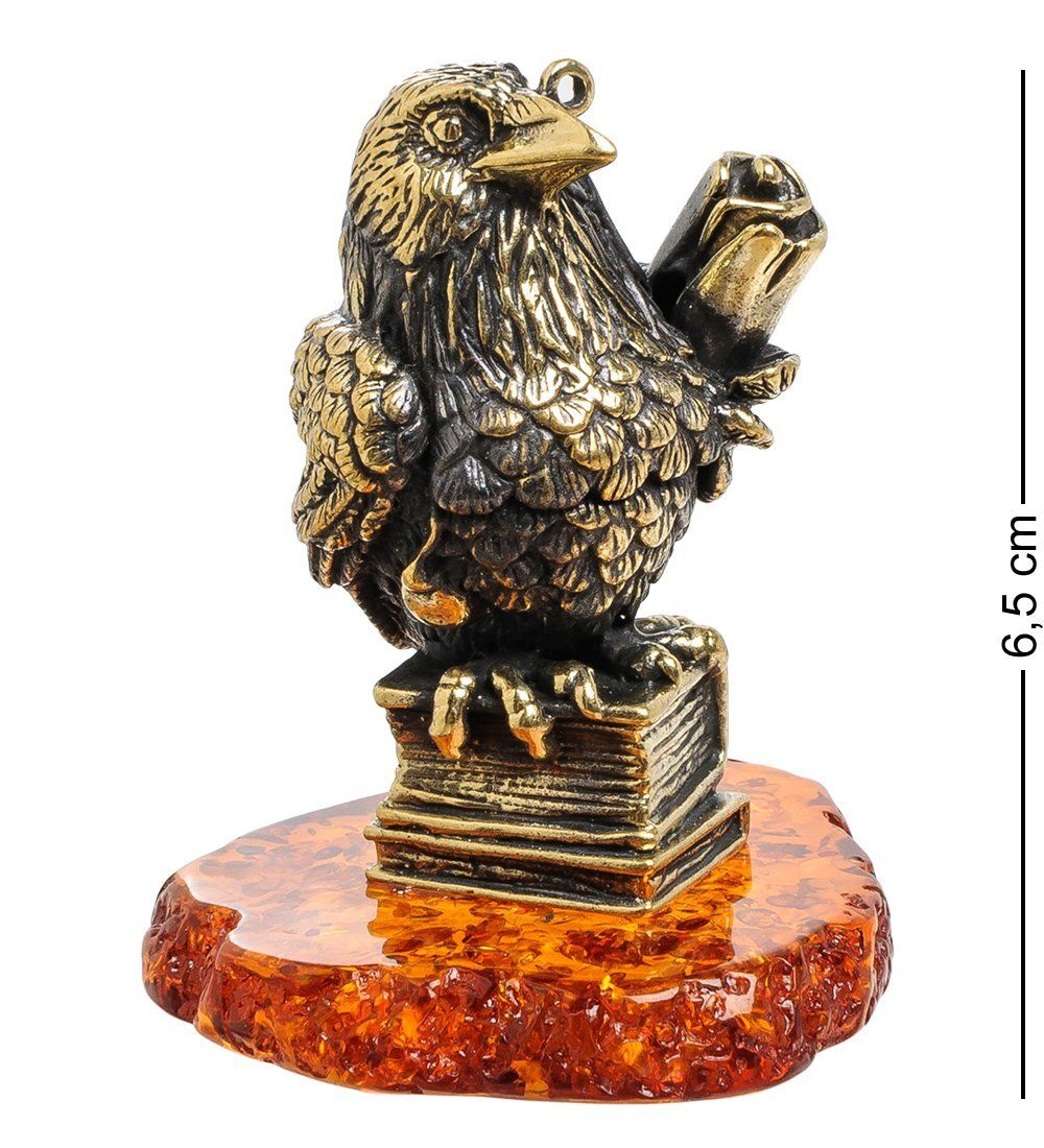 Народные промыслы AM-1478 Фигурка «Ворон со свитком» (латунь, янтарь)