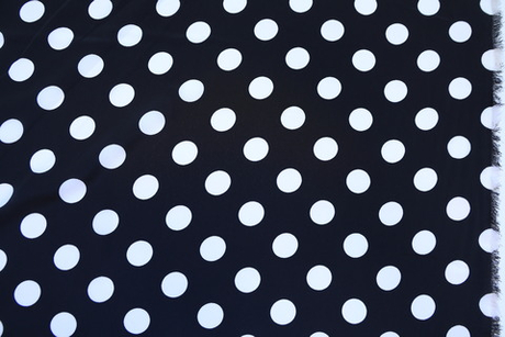 Вискоза темно-синяя в средний белый горох