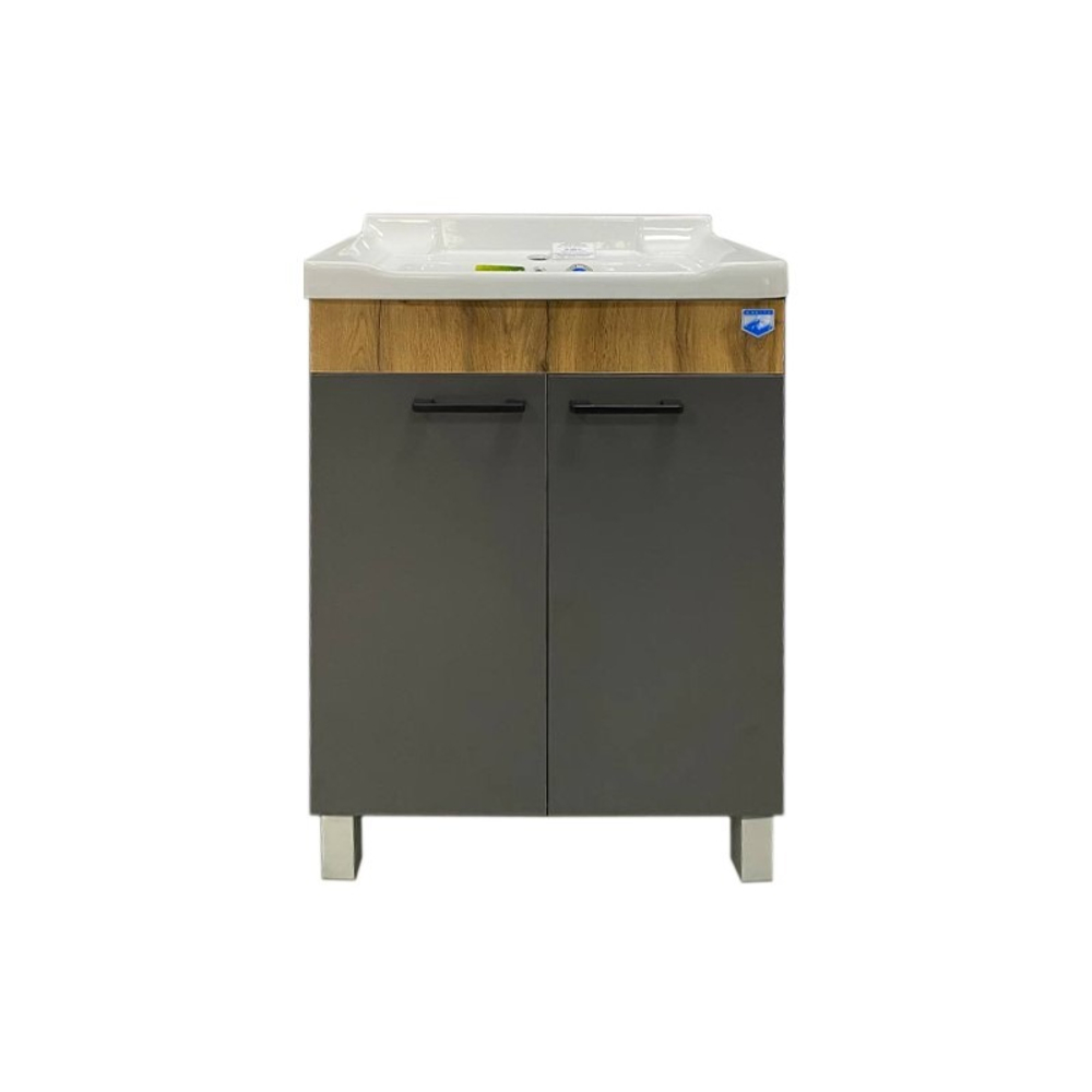 Тумба ORBITA-4 NEO Графит/Дерево + раковина GP001