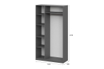 Шкаф для одежды распашной с полками и ящиками Графит Серый 120х51х221 см