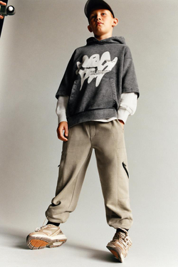 ZARA БРЮКИ-ДЖОГГЕРЫ НА МОЛНИЯХ, ТЕМНЫЙ БЕЖЕВО-КОРИЧНЕВЫЙ