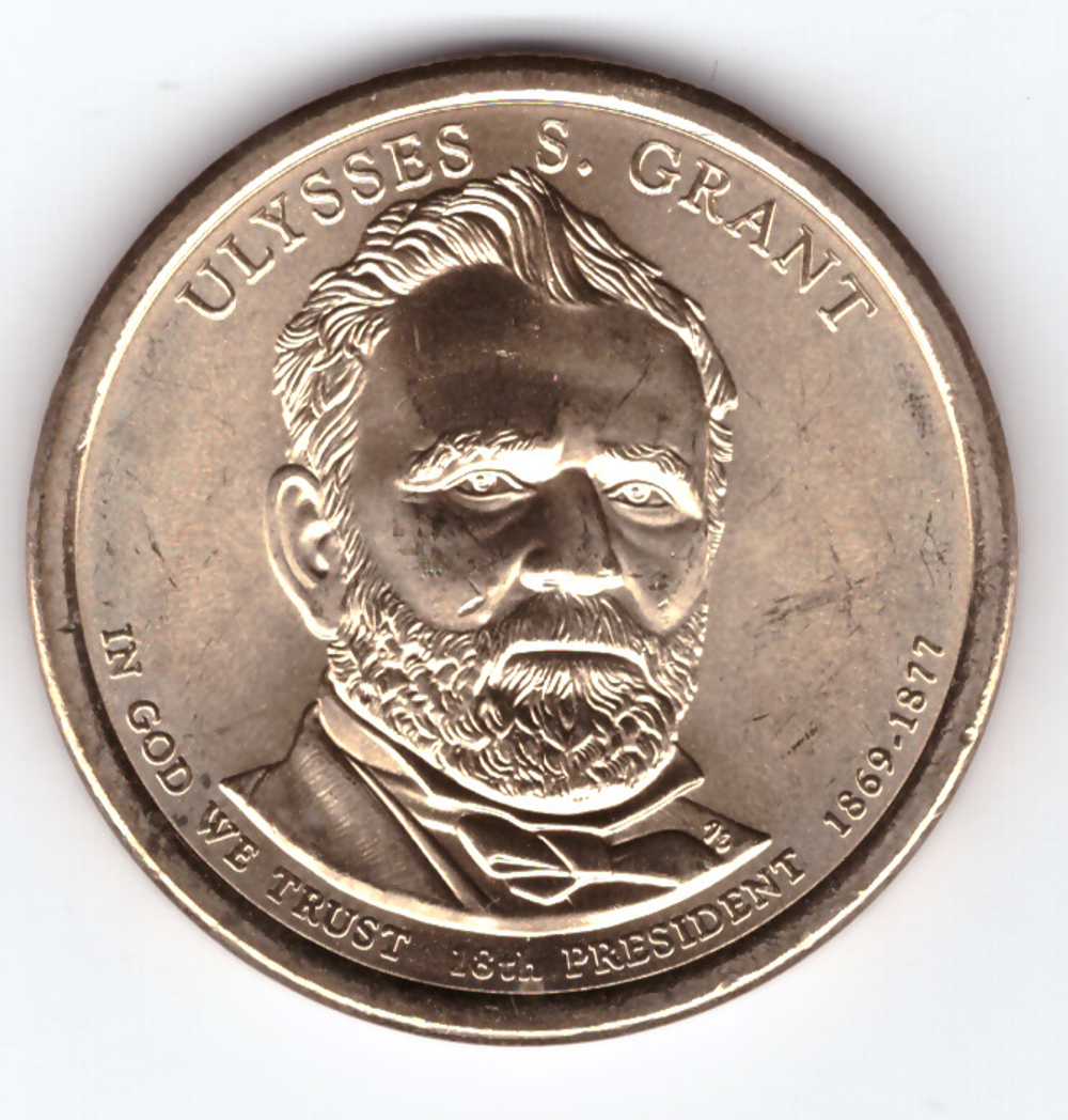 США. 1 доллар. Президенты. №18. 2011. Ulysses S. Grant / Улисс Грант. P. UNC