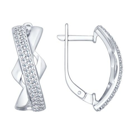 Серьги из серебра с фианитами